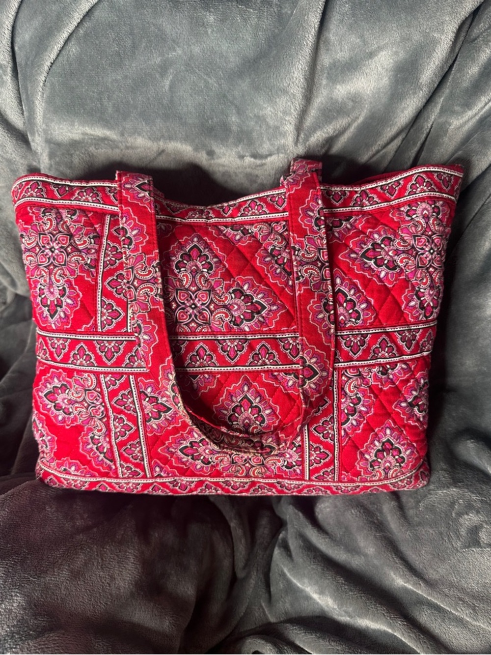 Vera Bradley Red Quilted Paisley Tote - Picture 2 of 4